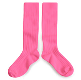 La Haute Chaussettes hautes a cotes Rose Fluo